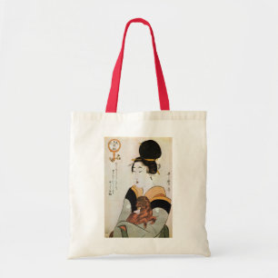 女と犬, 歌麿 Woman and Dog, Utamaro, Ukiyoe Tote Bag