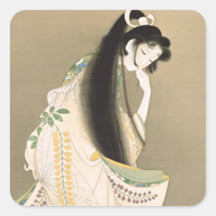 女の幽霊, 上村松園 Lady Ghost, Uemura Shōen, Japan Art Square Sticker