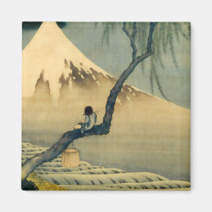 富士と少年, 北斎 Mount Fuji and Boy, Hokusai, Ukiyo-e Magnet