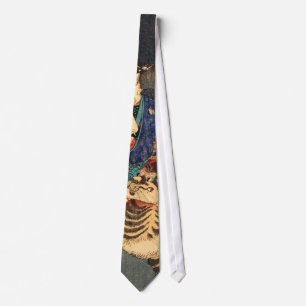 忍者と虎, 芳年 Ninja Hero & Tiger, Yoshitoshi, Ukiyo-e Tie