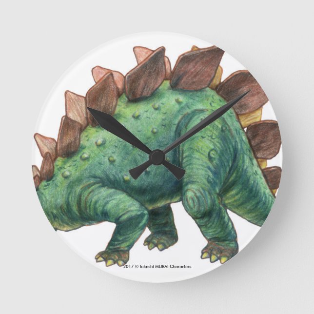 恐竜シリーズ(Stegosaurus)壁掛け時計 Round Clock (Front)