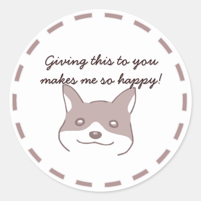 愛らしい犬柄のカスタマイズ可能な CLASSIC ROUND STICKER (Front)