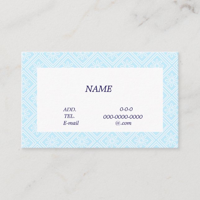 文字　カスタマイズ　菊　ブルー 名刺 BUSINESS CARD (Front)