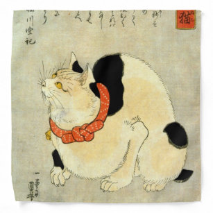 日本猫, 国芳 Japanese Cat, Kuniyoshi, Ukiyo-e Bandana
