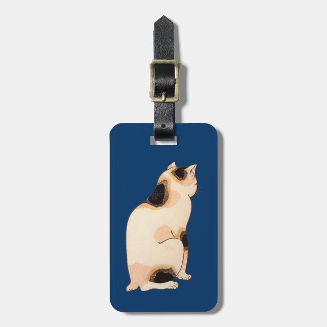 日本猫, 国芳 Japanese Cat, Kuniyoshi, Ukiyo-e Luggage Tag (Front Vertical)