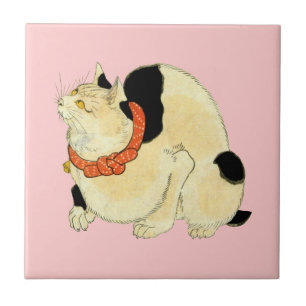 日本猫, 国芳 Japanese Cat, Kuniyoshi, Ukiyo-e Tile