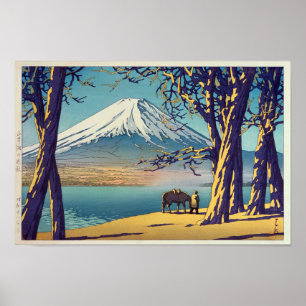 晩秋の富士山, Mt.Fuji in autumn, Hasui Kawas Poster