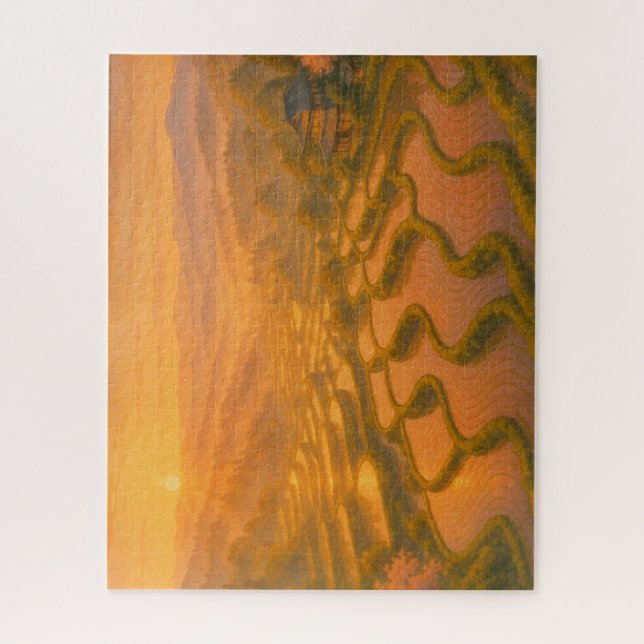 朝焼けに染まる棚田の光景 JIGSAW PUZZLE (Vertical)