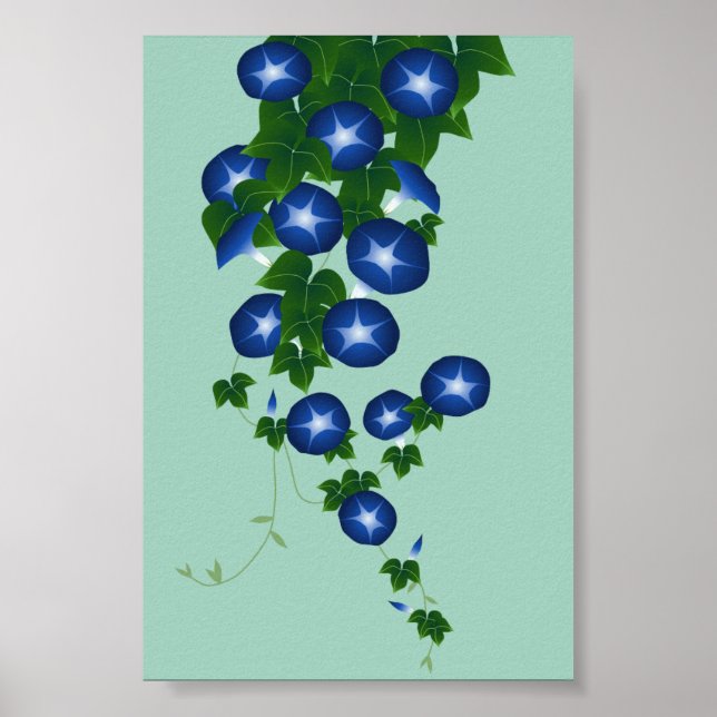 朝顔, 青磁色, Asagao, Morning glory, shallow green Poster (Front)
