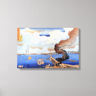 東都三ツ股の図, 国芳, Sumida River, Kuniyoshi, Ukiyo-e Canvas Print