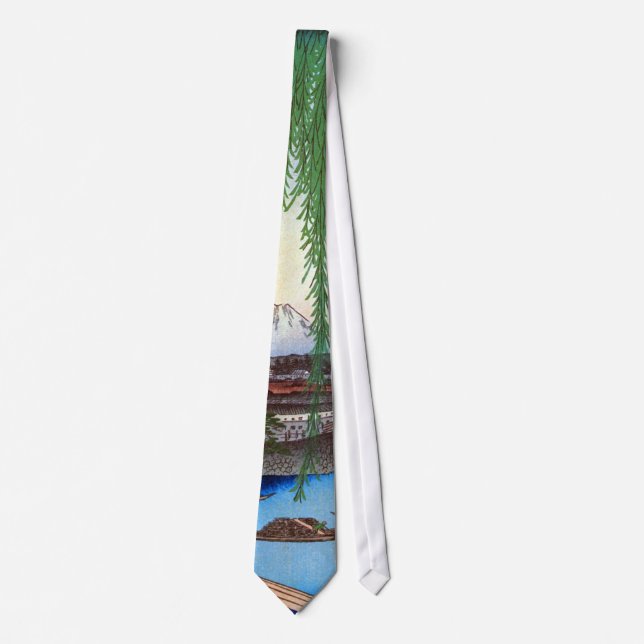 柳と富士, 広重 Willow and Mt. Fuji, Hiroshige, Ukiyo-e Tie (Front)