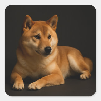 柴犬ポートレート – Shiba Inu Art Square Sticker