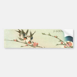 桃の花に燕, 広重 Peach Blossom and Swallow, Hiroshige Bumper Sticker