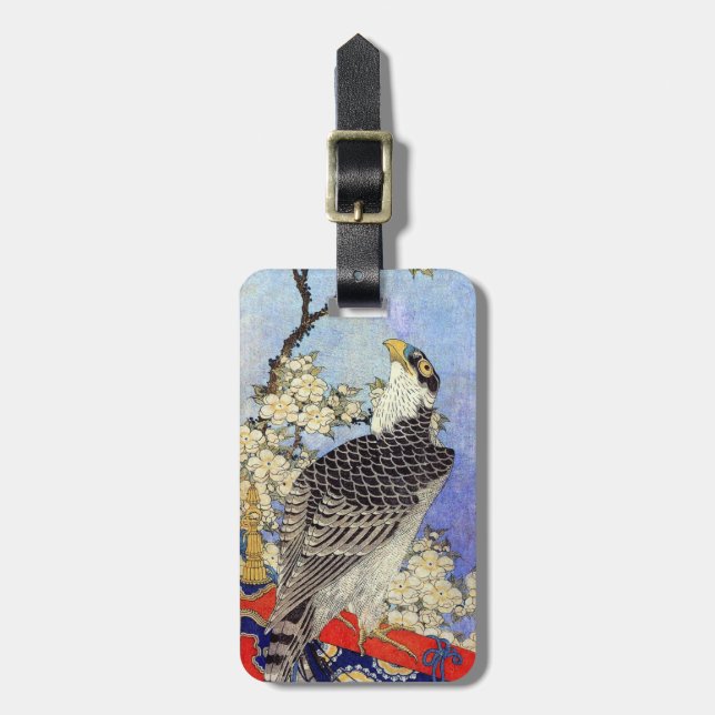桜にハヤブサ, Falcon & Cherry Blossoms, Hokusai, Ukiyo-e Luggage Tag (Front Vertical)