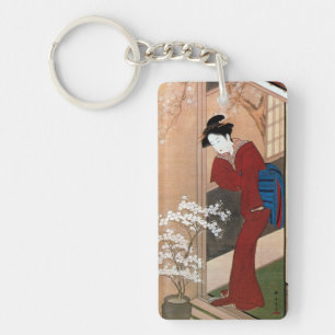 桜の花と女, 春章 Cherry Blossoms and a Woman, Shunsho Key Ring
