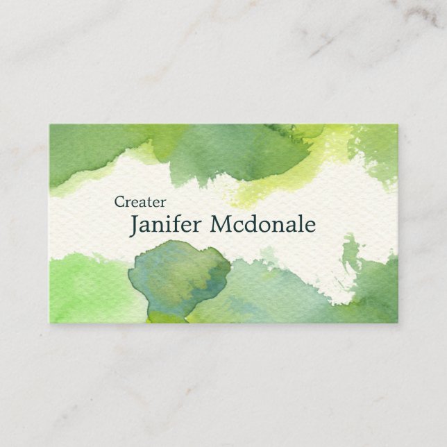 【水彩名刺】 Watercolor Business card (Green) (Front)