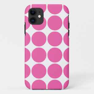 水玉模様パターンプリントの設計ショッキングピンクの水玉模様 iPhone 11 CASE