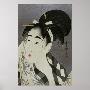 汗を拭く女, 歌麿 Woman Wiping Sweat, Utamaro Poster