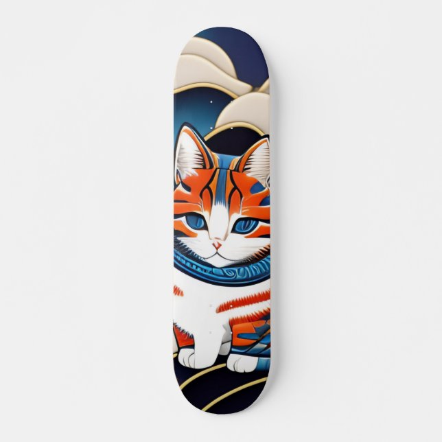 浮世絵catsパンクシティ 葛飾キャッツ斎（猫名 柑橘）kawaii スケートボード skateboard (Front)