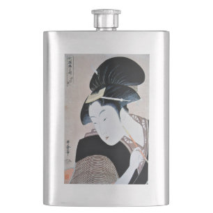 深く忍恋,歌麿 Deeply Hidden Love, Utamaro, Ukiyoe Hip Flask