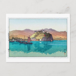 湖口, Hukou, China, Hiroshi Yoshida, Woodcut Postcard