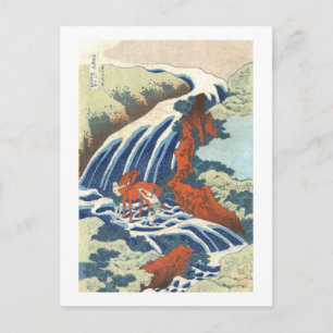 滝と馬, 北斎 Waterfall and Horse, Hokusai, Ukiyo-e Postcard