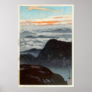 烏帽子岳の旭, Mount Eboshi, Hiroshi Yoshida, Woodcut Poster