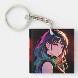 煌霞の少女【Radiant Haze Girl】セラミックタイル Key Ring