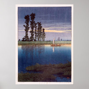 牛堀の夕暮れ, Evening at Ushibori, Hasui Kaw Poster