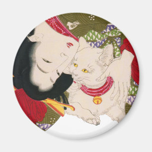 猫が好き, 芳年 I Love Cats, Yoshitoshi, Ukiyoe Magnet