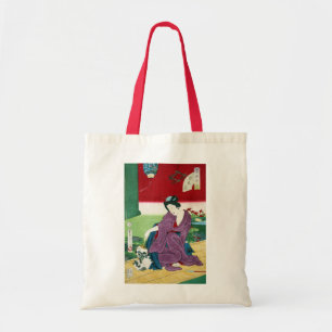 猫と女, 国周 Cat and Woman, Toyohara Kunichika, Ukiyo-e Tote Bag