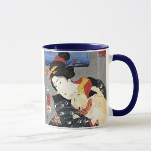 猫と女, 国芳 Cat and Woman, Kuniyoshi, Ukiyoe Mug
