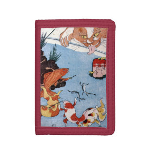 猫と金魚, 国芳 Cat and Goldfish, Kuniyoshi, Ukiyo-e Tri-fold Wallet