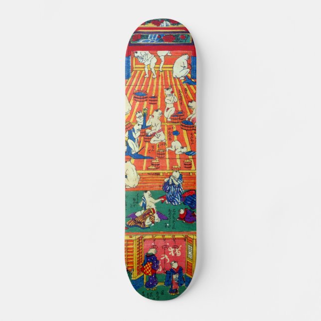 猫のおぶうや, 作者不詳 Hot spring of The Cat, Author unknown Skateboard (Front)