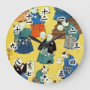 猫の曲芸師, 国芳 Acrobat of the Cats, Kuniy Large Clock