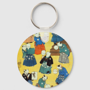 猫の曲芸師, 国芳 Acrobat of the Cats, Kuniyoshi, Ukiyo-e Key Ring