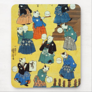 猫の曲芸師, 国芳 Acrobat of the Cats, Kuniyoshi, Ukiyo-e Mouse Pad