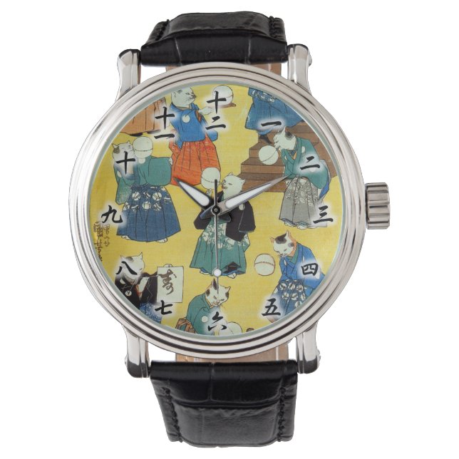 猫の曲芸師, 国芳 Acrobat of the Cats, Kuniyoshi, Ukiyo-e Watch (Front)