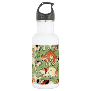 猫尽両めん合, 芳藤 Cats of The Edo era, Yoshifuji, Ukiyo-e 532 Ml Water Bottle