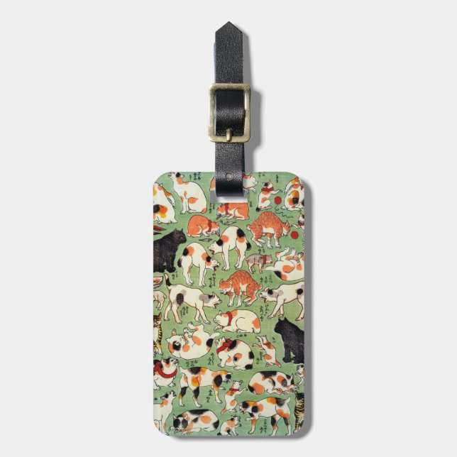 猫尽両めん合, 芳藤 Cats of The Edo era, Yoshifuji, Ukiyo-e Luggage Tag (Front Vertical)