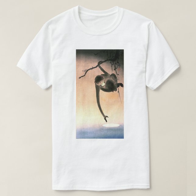 猿, 小原古邨 Monkey reaching the Moon, Ohara Koson T-Shirt (Design Front)