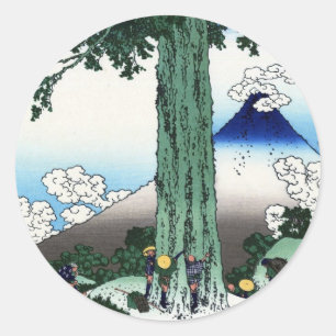 甲州三島越, 北斎 View Mt.Fuji from Mishima, Hokusai Classic Round Sticker
