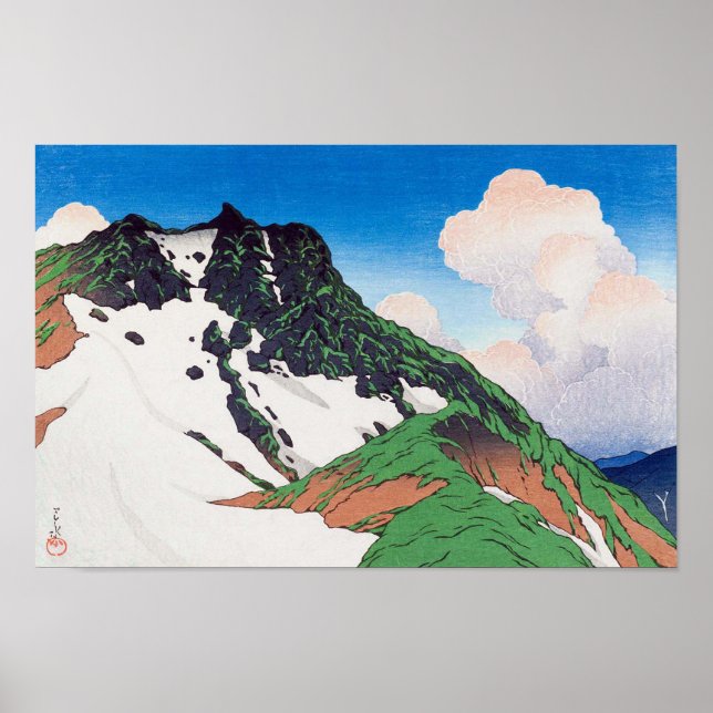 白馬旭岳, Asahi Peak Seen from Mt. Hakuba, Hasui Poster (Front)