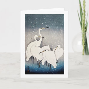 白鷺の群れ, 古邨 Group of Egrets, Ohara Kos Card