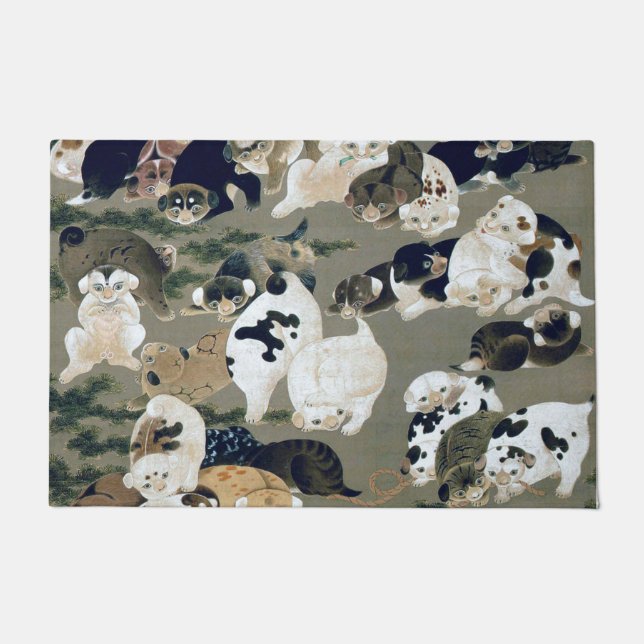 百犬図, 伊藤若冲 Hundred Dogs, Itō Jakuchū Doormat (Front)