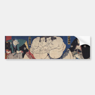 相撲, 国芳 Sumo Wrestling, Kuniyoshi, Ukiyo-e Bumper Sticker