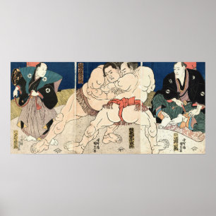相撲, 国貞 Smou wrestling, Kunisada Poster