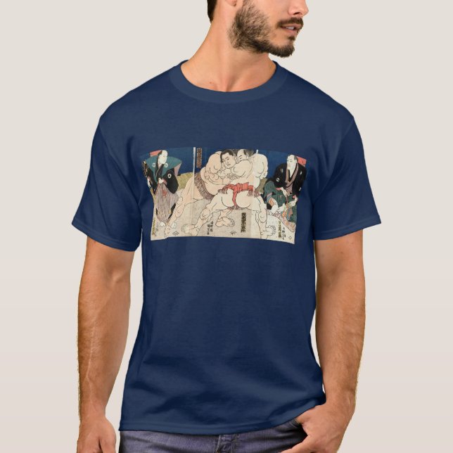 相撲, 国貞 Smou wrestling, Kunisada T-Shirt (Front)