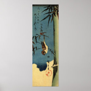 竹に雀, 広重 Bamboo and Sparrow, Hiroshige, Ukiyo-e Poster