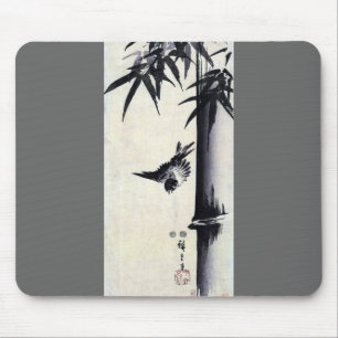 竹に雀, 歌川広重 Bamboo & Sparrow, Hiroshige, Sumi-e Mouse Pad